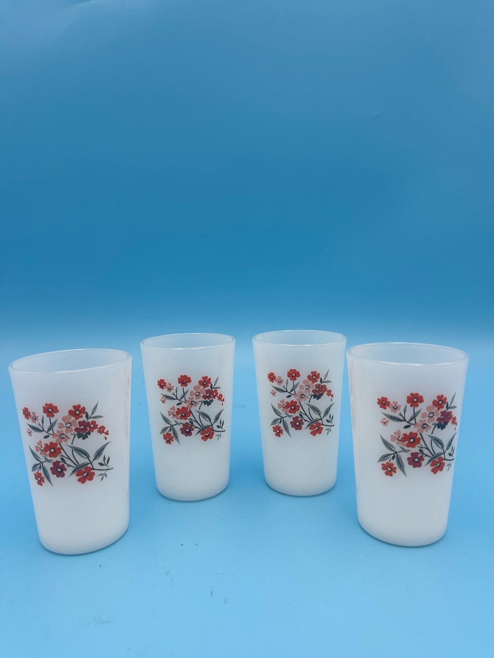 LOT OF 4 Vintage Fire King Primrose White JUICE Glasses Tumblers 3.75” Tall